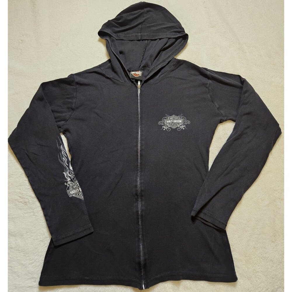 Vintage y2k Harley Davidson Womens zip Hoodie Size Large Deadwood South Dakota
